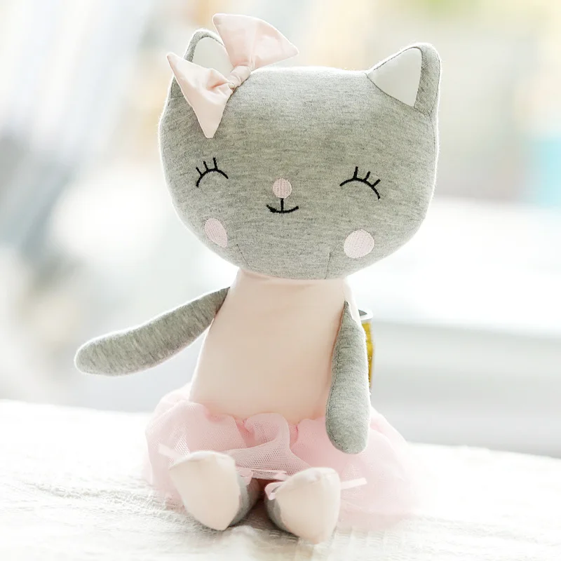 Cute Cartoon Pink Cat Tutu Long Leg Stuffed Animal Plush Dolls Girls Gift