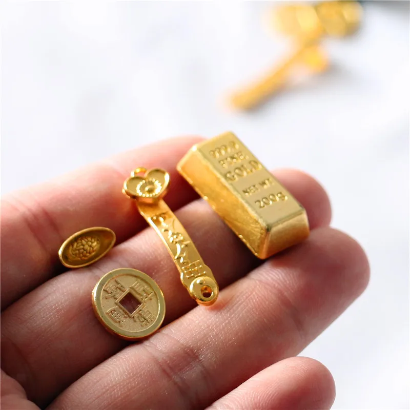 Dollhouse Accessories Miniature Model Mini Ruyi Gold Ingot Gold Bar Copper Coin Model Ornament Dollhouse