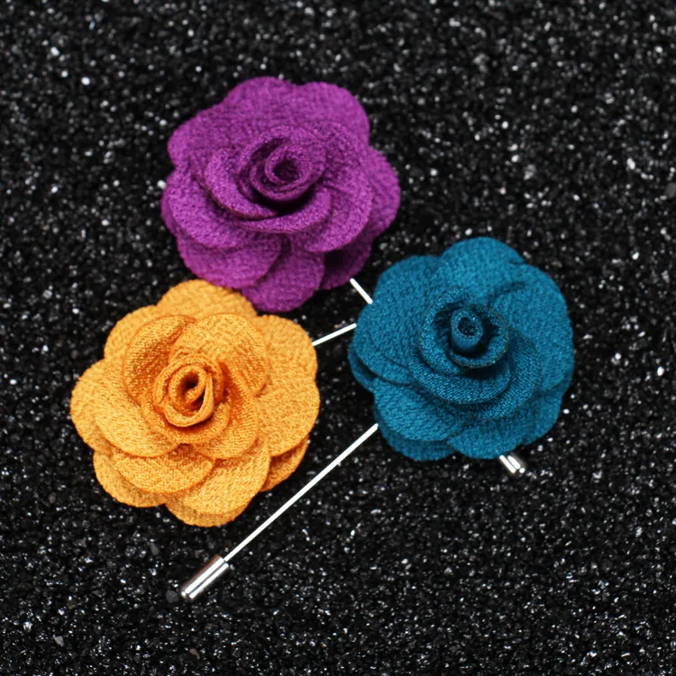 Women Mens Brooch Lapel Pins Handmade Rose Flower Long Needle Lapel Pins For Suit Men Clothes Accessory Luxury Brooches