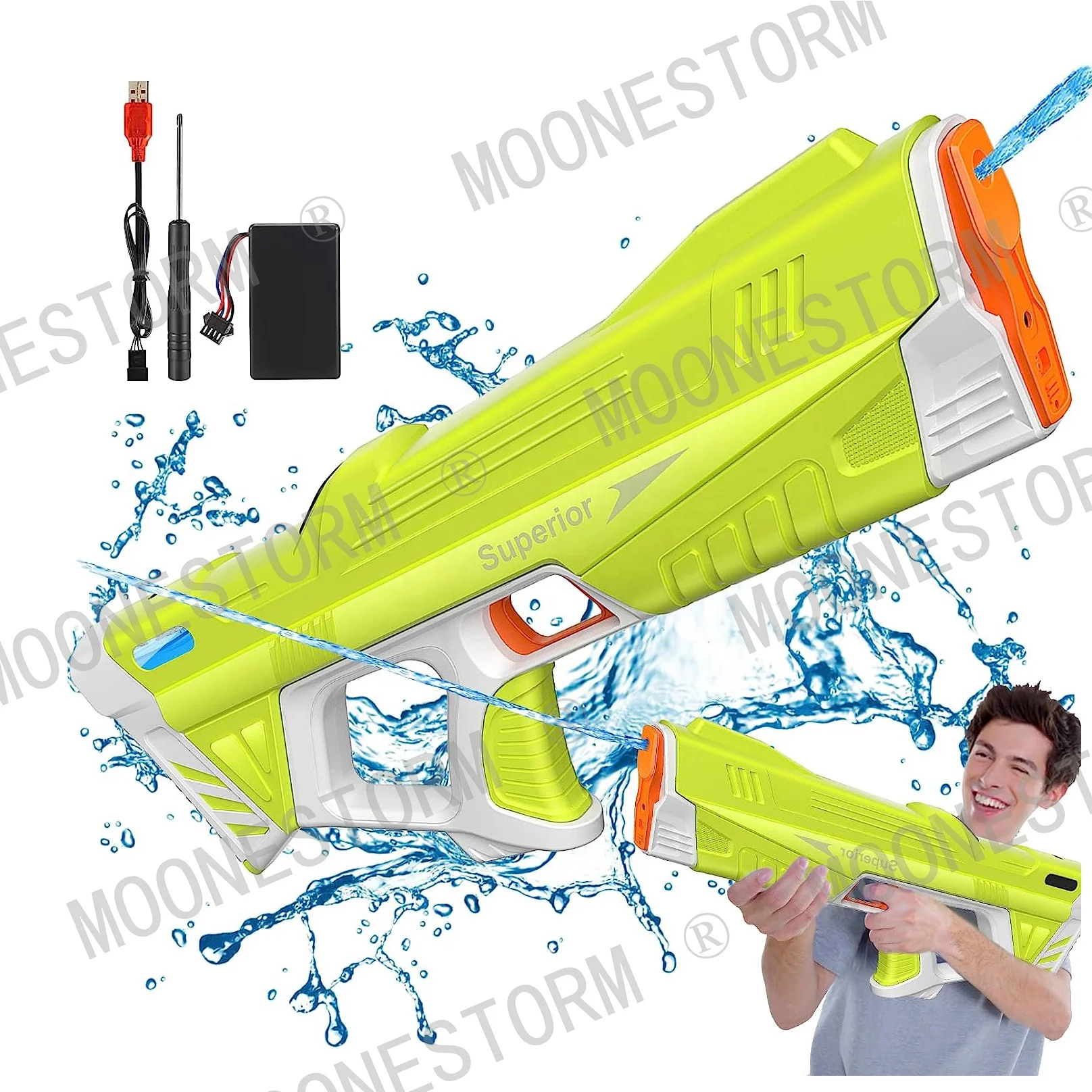 Rechargeable Electric Water Gun 280ml Capacity Kids Outdoor Shooting Fun Space Water Gun