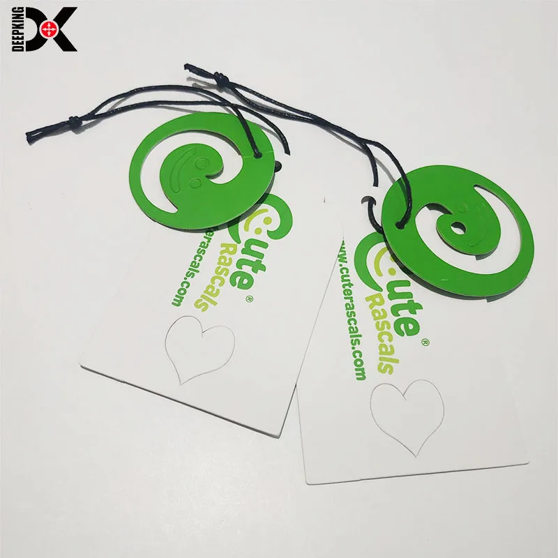 Wholesale Custom Kraft Paper Labels Tag Safety Pins Wax String Leather Jeans Screen Printed Hang Tags