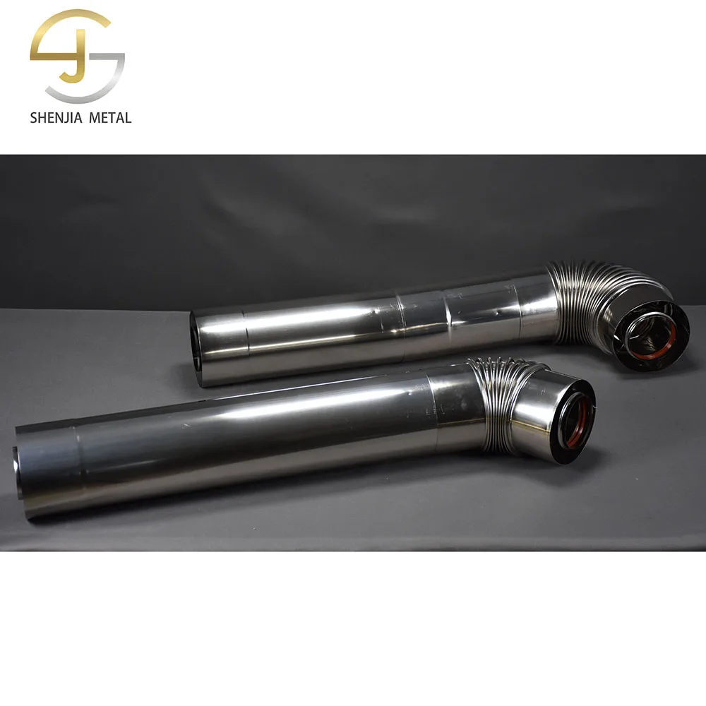 Diameter 100mm/60mm free adjustable length laser welding 20cm/40cm/80cm coaxial double-layer fireplace smoke exhaust pipe