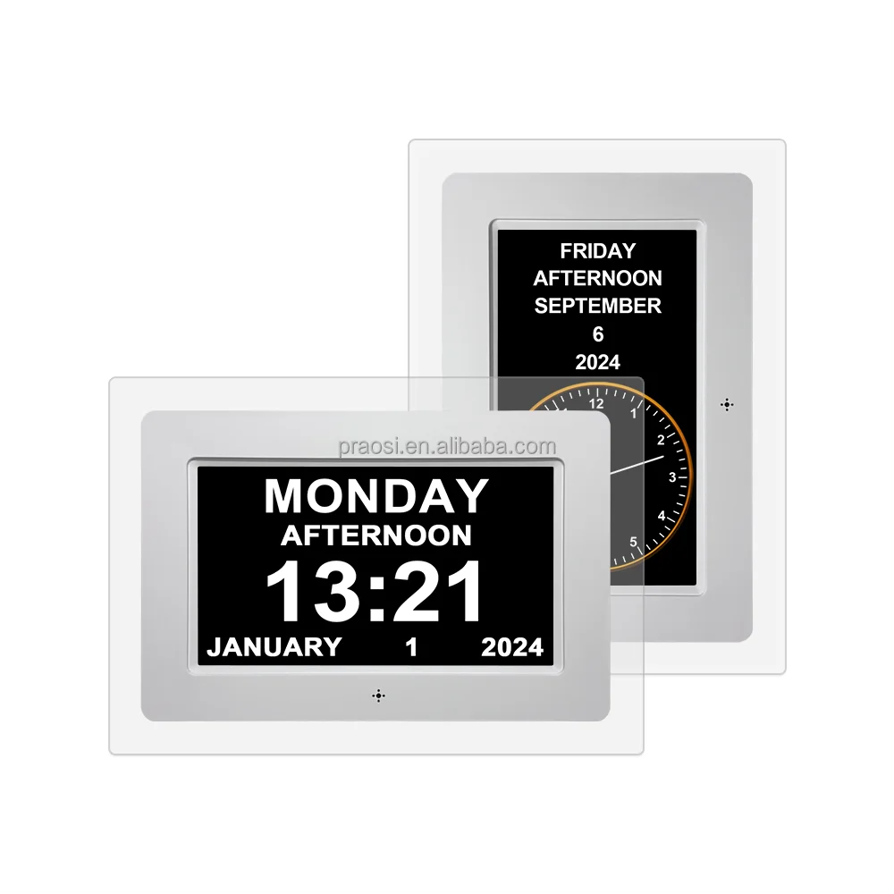 Pros 7 Inch Acrylic Digital Dementia Memory Loss Alzheimer Calendar Day Clock big screen calendar clocks for elderly