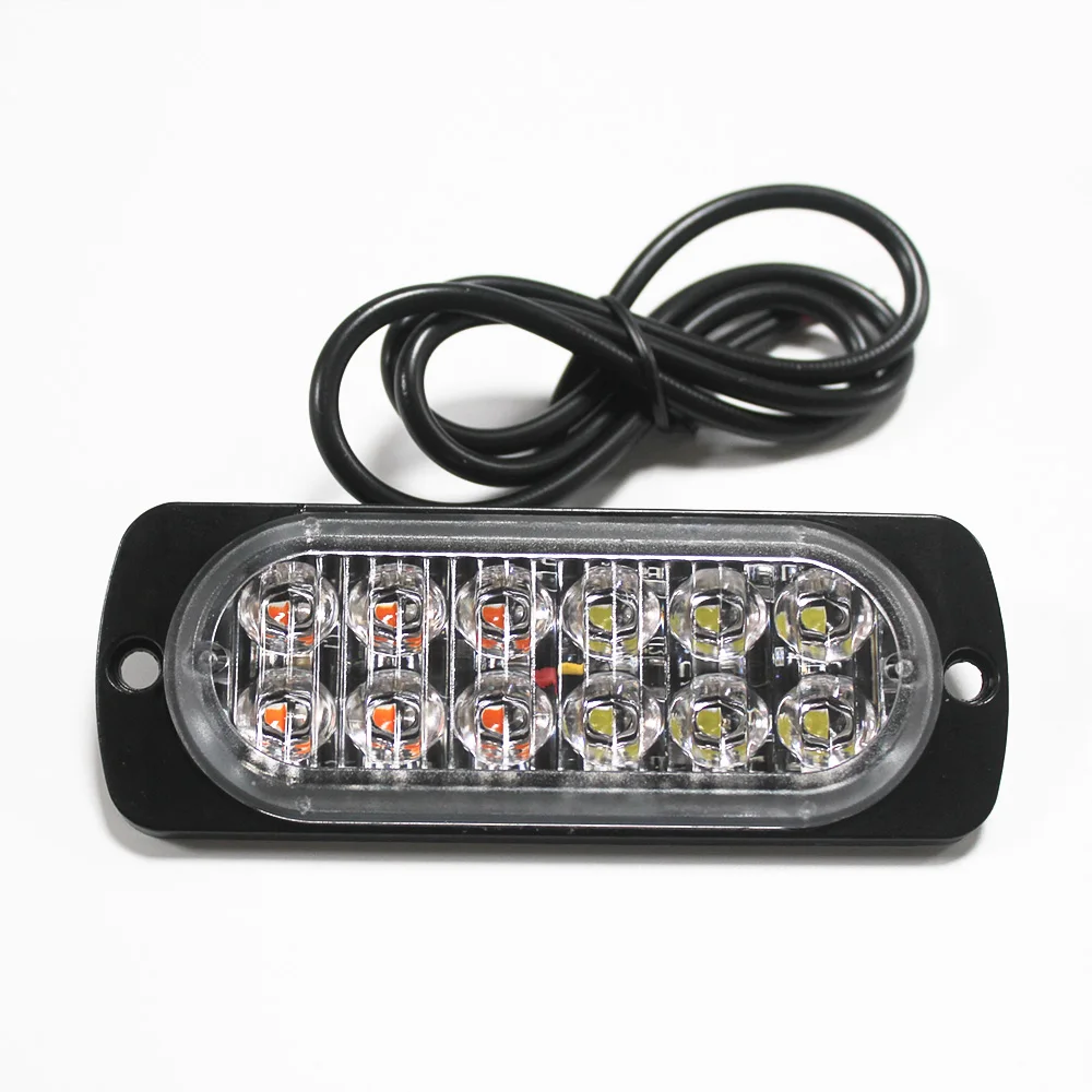 Amber+white LED Car Front Grill DRL Emergency Fog Warning Flash Strobe Lights