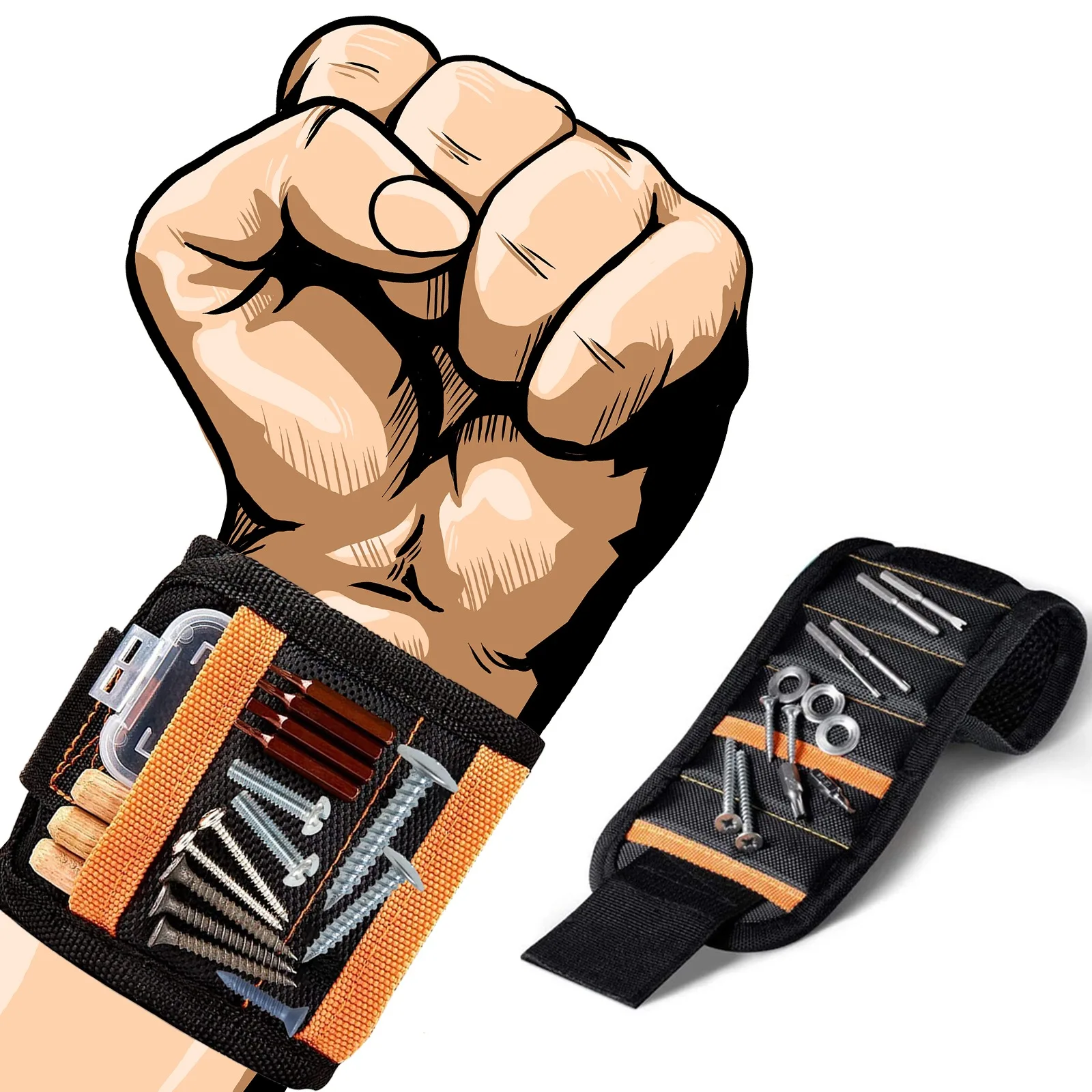 Сумка для ремонтных инструментов с сильными магнитами ремешком сверл и гвоздей регулируемый держатель магнитный браслет на запястье