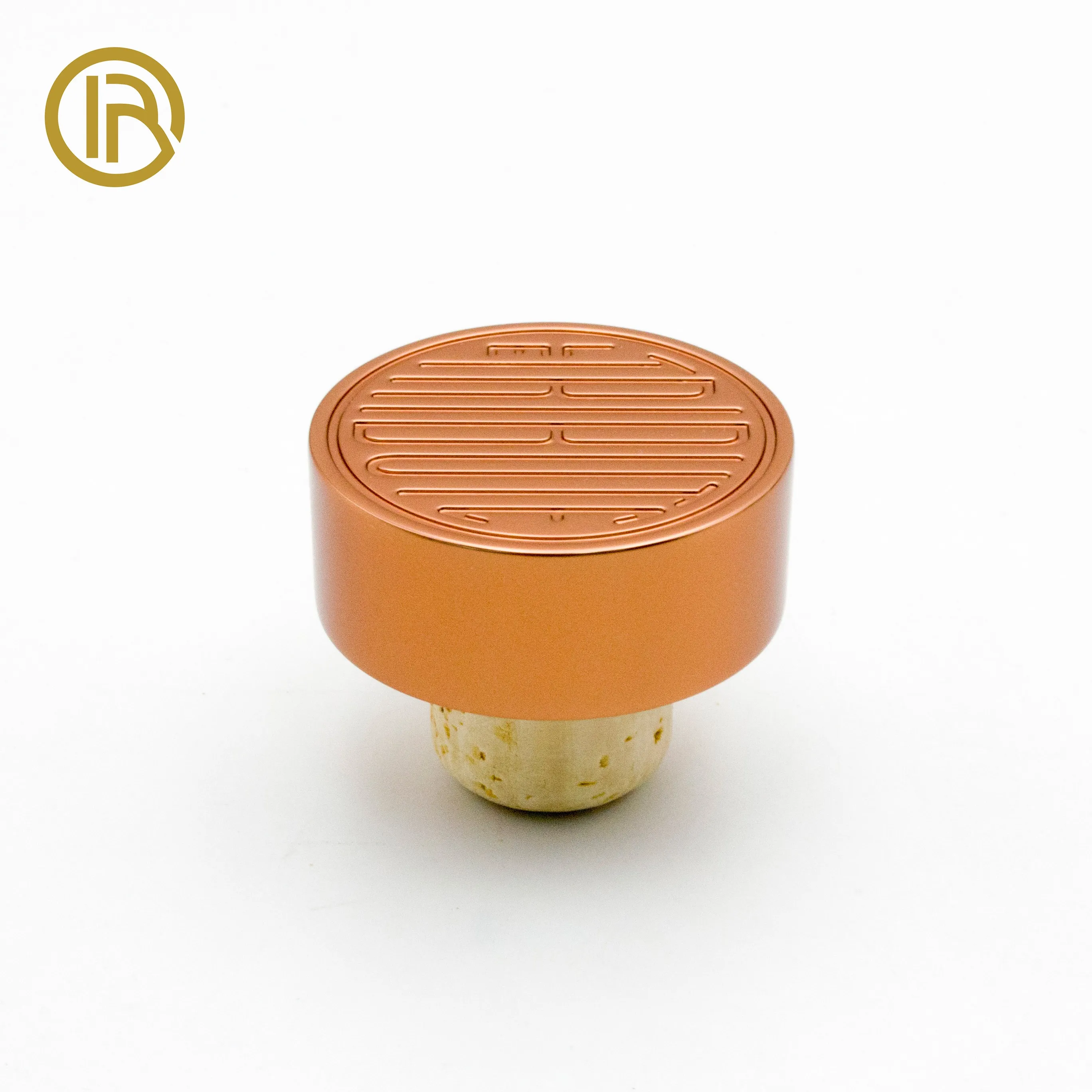 Hot Sale Custom Luxury Zamac Round Shape Cap Wine Whisky Bottle with Wooden Cork Stopper Enclosure for Wine Bottles and Glass