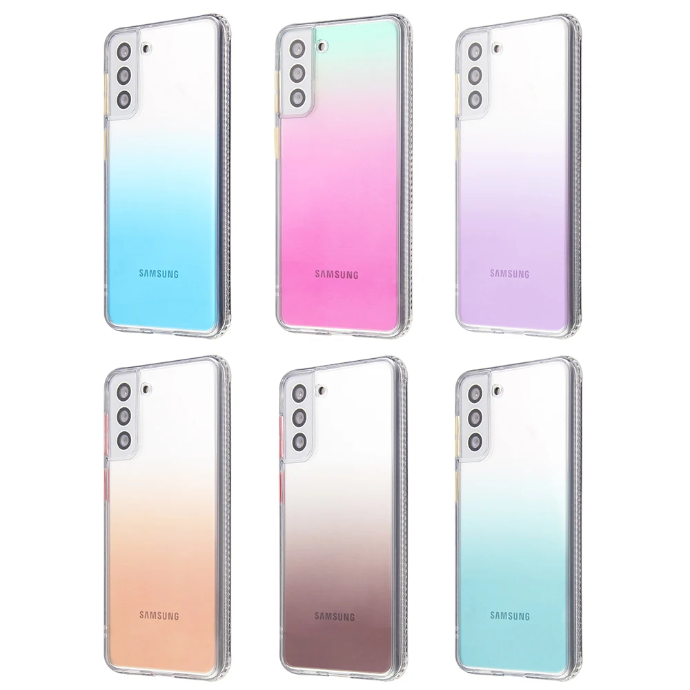 For Samsung Galaxy S21 S20 Plus Ultra FE A12 A32 MD Glitter With Fade Color Design Double Hard TPU Shockproof Phone Cover Case