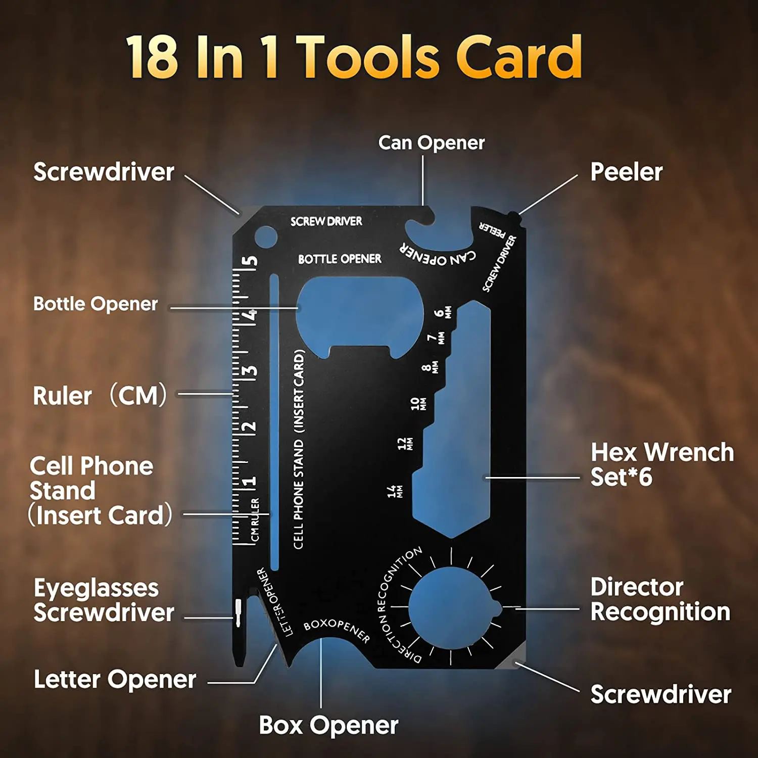 18 in 1 Credit Card Size Pocket Tool Multipurpose Credit Card All in One Wallet Multitool Card