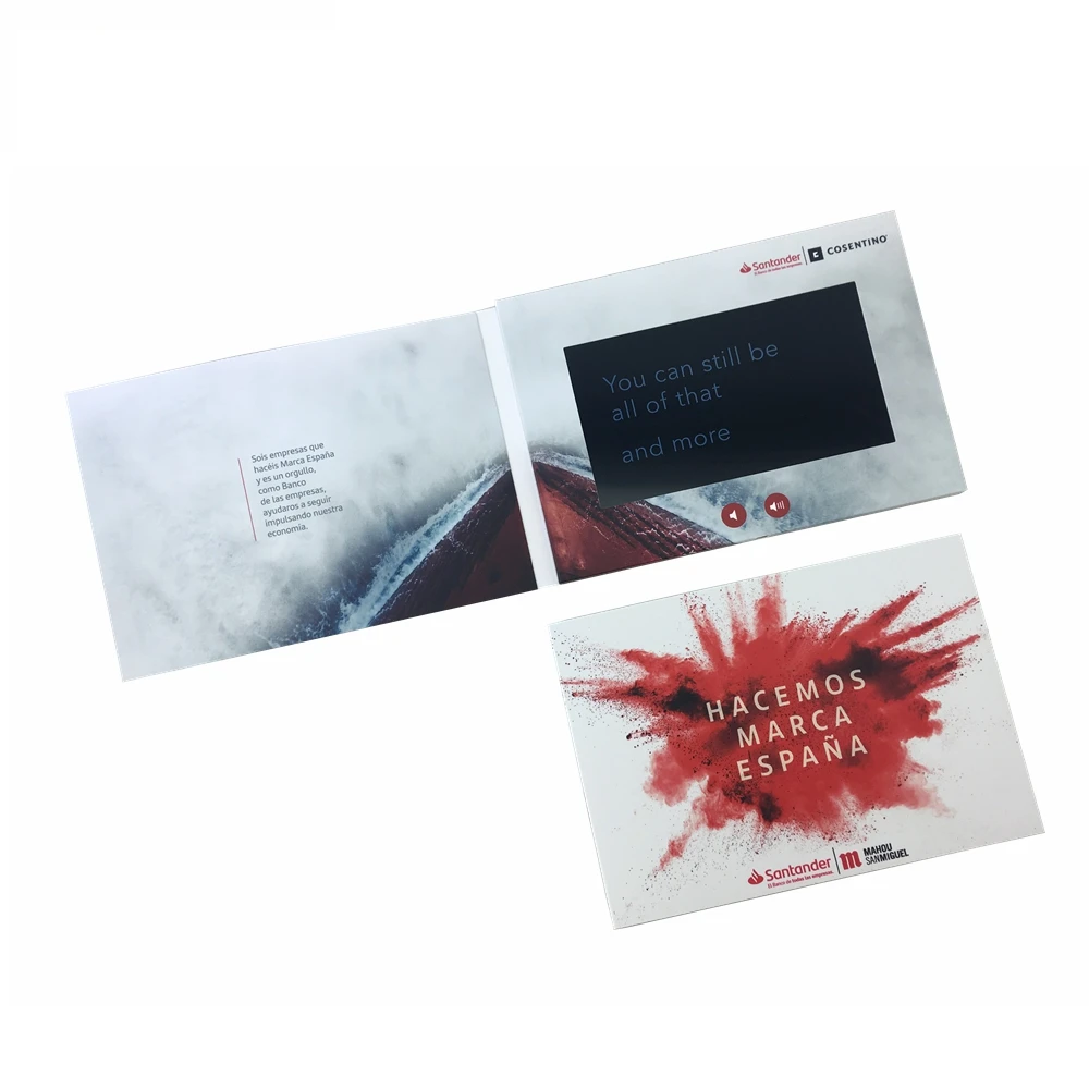 POP UP A5 7 inch video card with lcd screen  video brochures with customized design For Business and Advertising