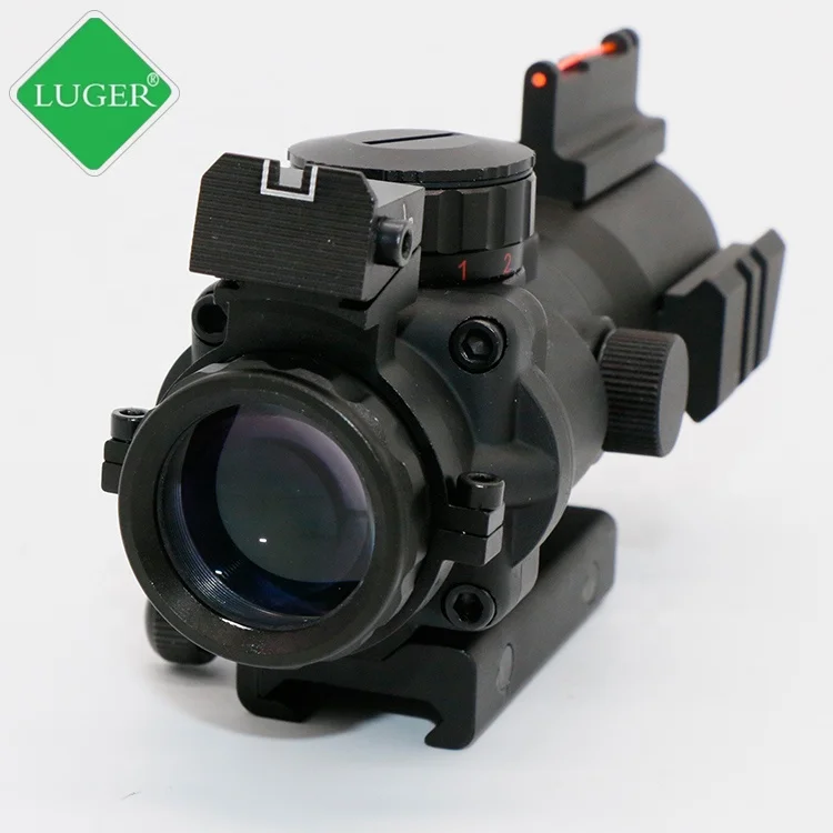 Охотничий прицел LUGER 4X32 ACOG luger, призматический волоконно-оптический прицел, тактический сетчатый прицел с красной и зеленой и синей подсветкой