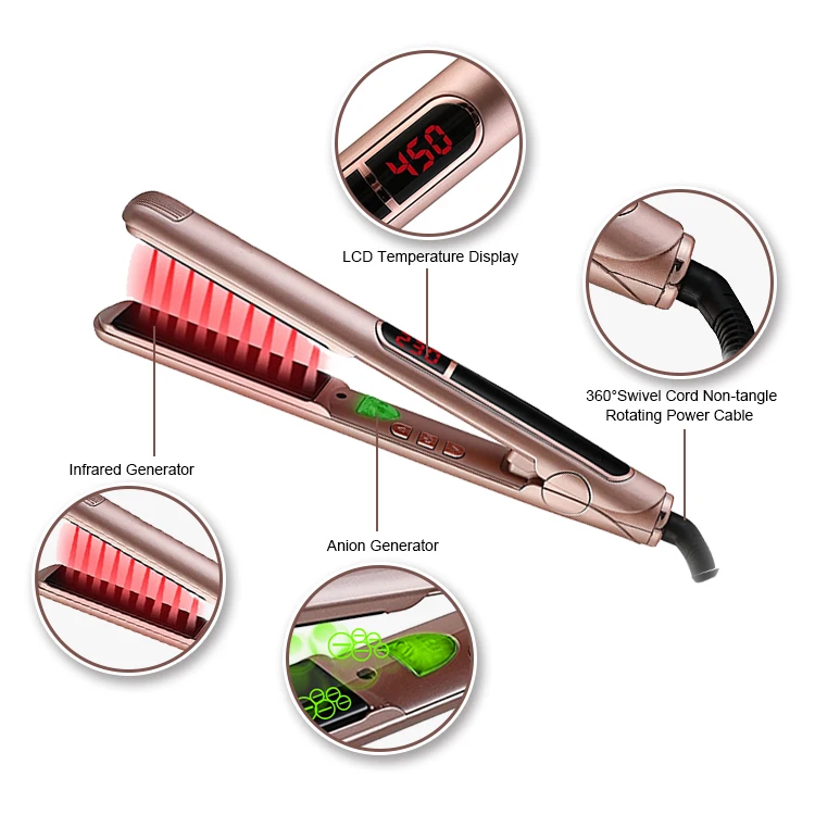 ihongSen Pink Far Infrared 450 Lcd Glass-Ceramic Flat Iron