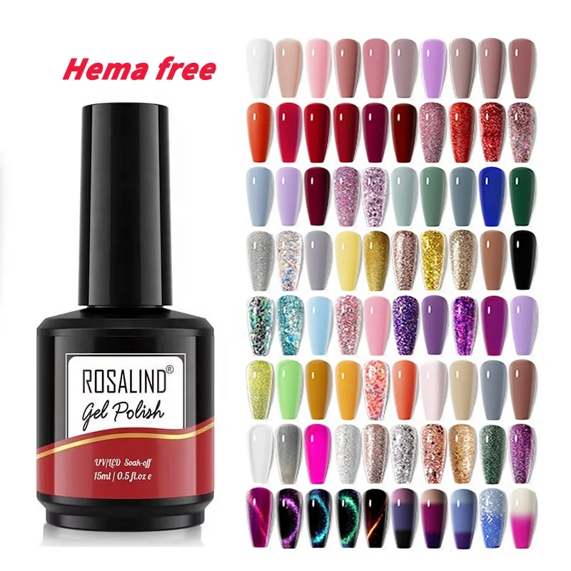 ROSALIND oem custom private label nail art gel varnish lacquer long lasting hema free glitter cat eye uv led gel polish bulk