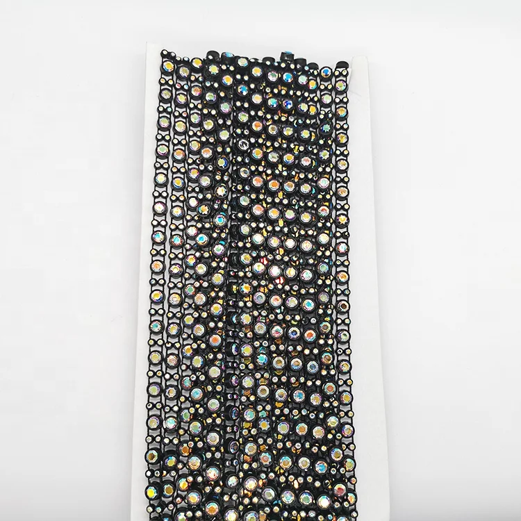ss8 ab stone crystal diamond links strand roll plastic black pedestal glass rhinestone cup chain trim for DIY accessories