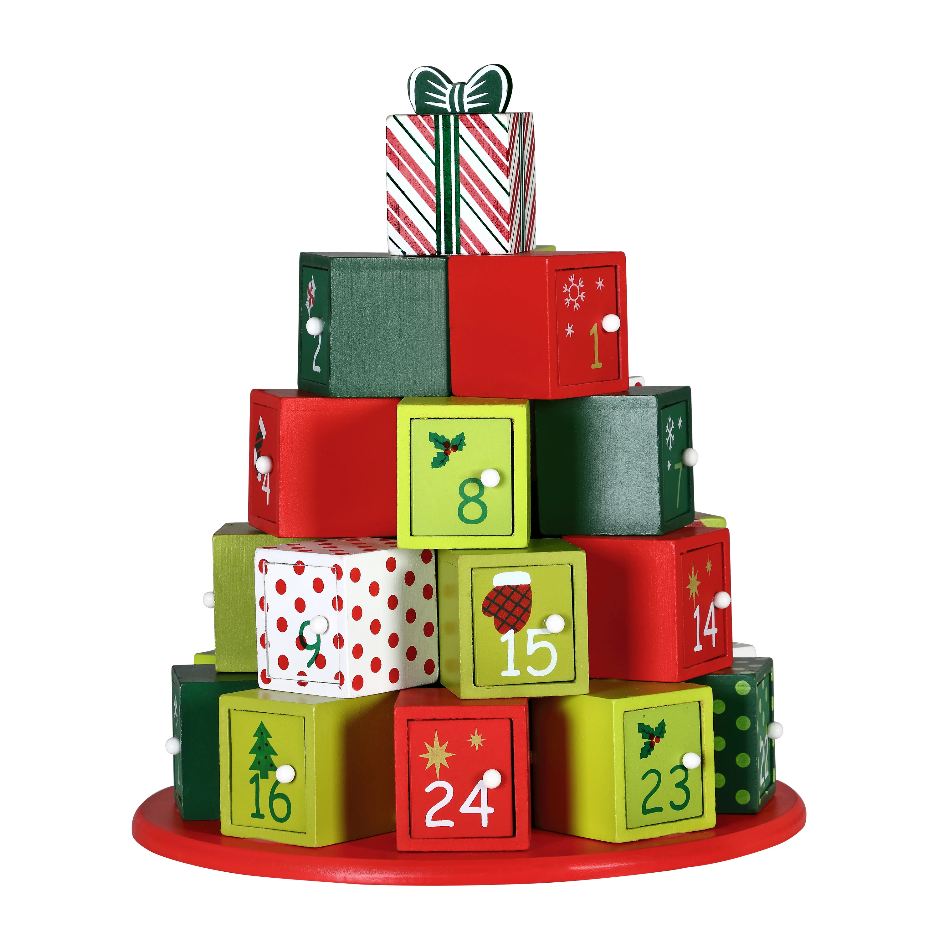Multi-style Colorful Advent Calendar Tower Home Decoration Wooden Christmas Calendar
