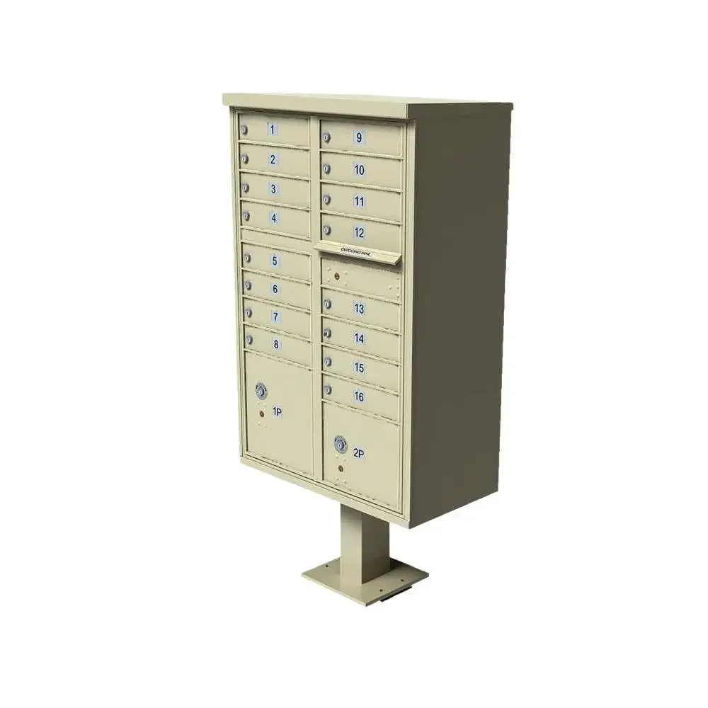Metal Outdoor Postal delivery box USPS MailBoxes Home Garden 16 Doors 2 Parcel Lockers with key lock