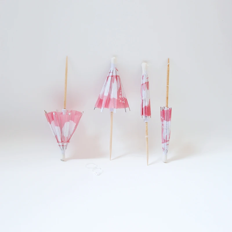 Jimao Cocktail Umbrella picks - OEM Food Safe grade 4 inch Tropical Parasol party Decoration Wood Disposable Cocktail Picks
