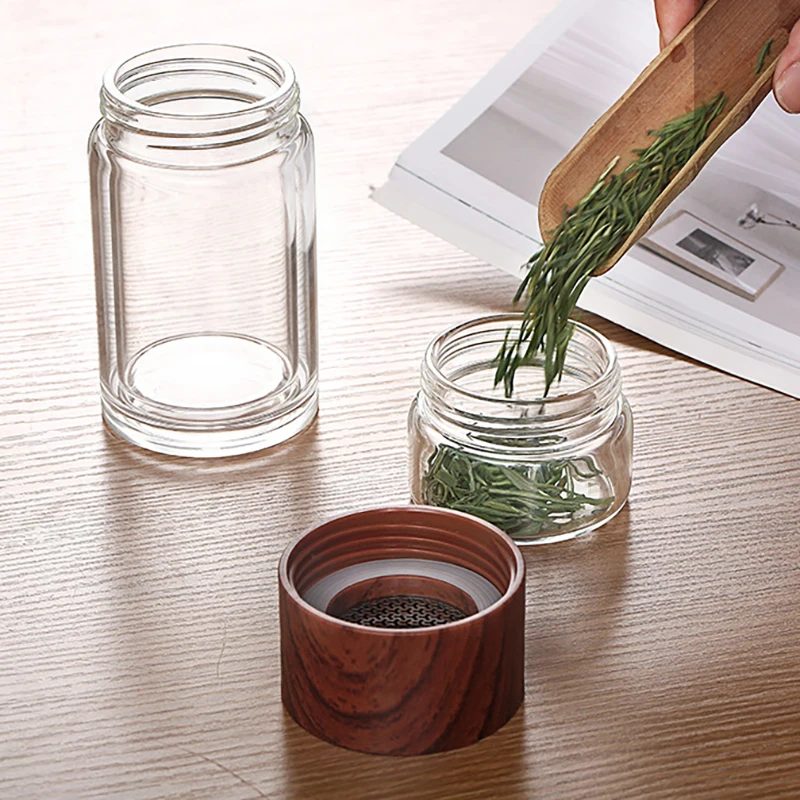 Portable 300ML  Double-layer Glass Tea Maker Water Bottle With Infuser Loose Leaf Tea  Tumbler Bottle