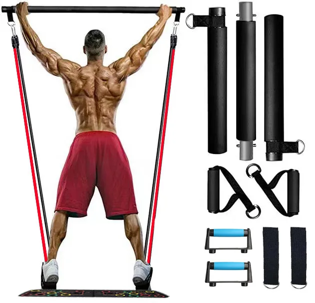 Push Up Board Multi-Function All in One System with Resistance Bands Strength Training Push Up Stands Home Workout Equipment