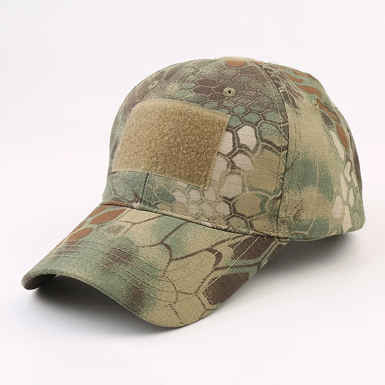 Custom Camouflage Fabric Material Unisex 6-Panel Outdoor Sun Curved Brim Hat Snapback Baseball Cap For Business Advertising