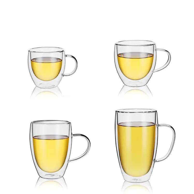 Прозрачная стеклянная кофейная чашка с двойными стенками 350 мл, термостойкие стеклянные кружки
