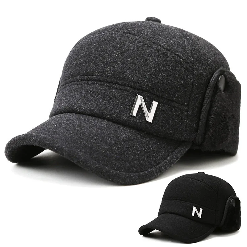 Шапка с ушами gorras-al-por-mail, Мужская теплая зимняя бейсболка с ушами