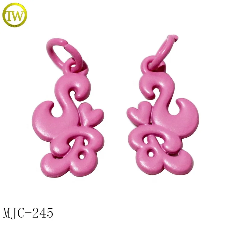 Custom round shape letter metal jewelry tags bracelet accessory gold logo metal hang pendant charms for bangle