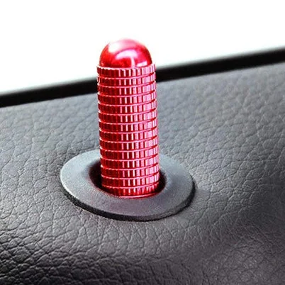 JDMotorsport88 4pcs Red Aluminum Bolt-On Door Lock Knobs For Mercedes Benz C E S GLC GLE Class W205 W213 X205 W166
