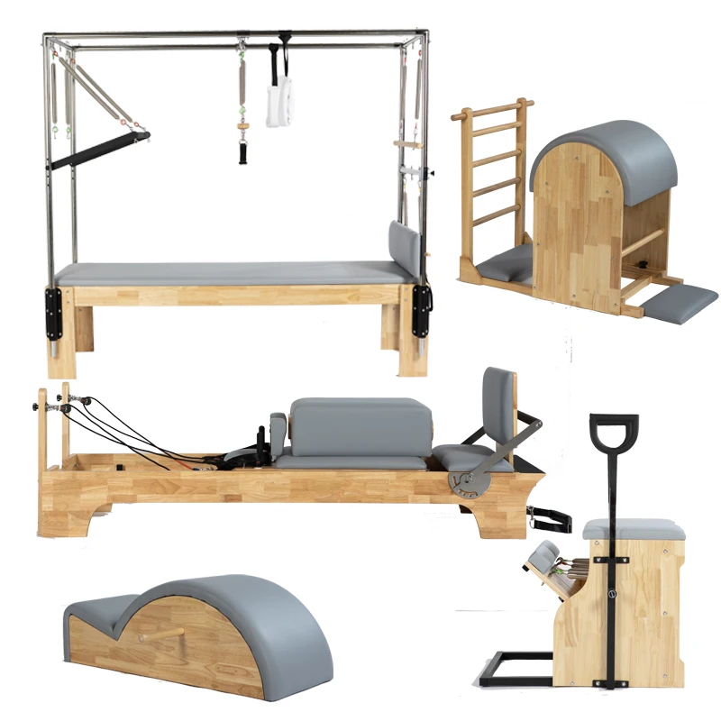 Набор из 5 предметов для йоги, пилатеса, оборудование для пилатеса, тренажерного зала, фитнеса, деревянная машина для реформера, для музея йоги и дома
