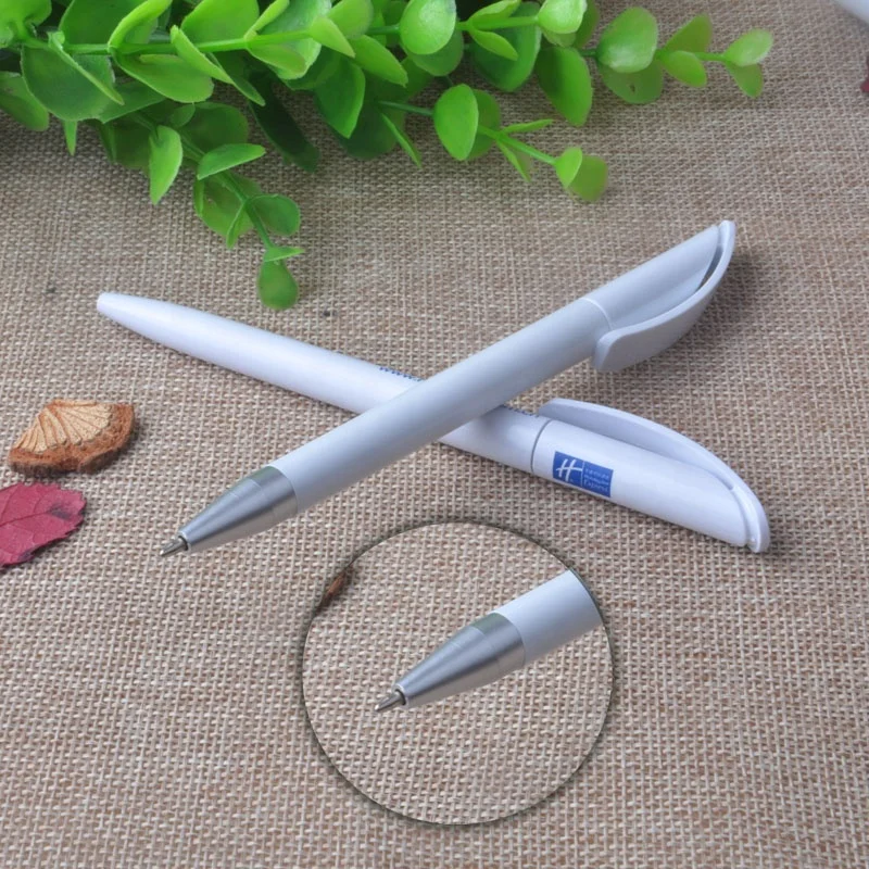 Высококачественная пластиковая белая шариковая ручка с пользовательским логотипом