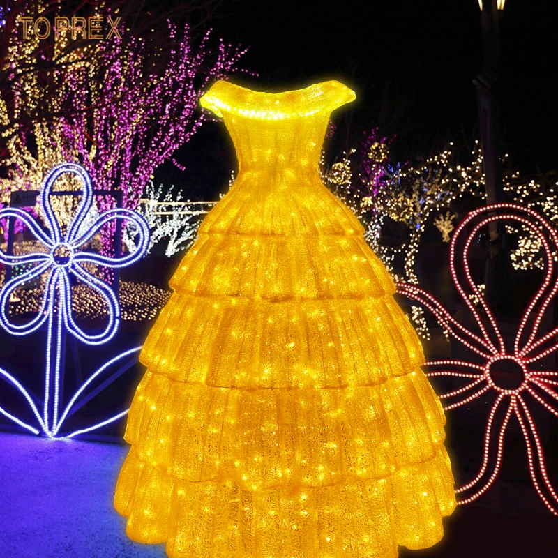 IP65 Waterproof Outdoor Use Customizable Acrylic Led Wedding Light Dress