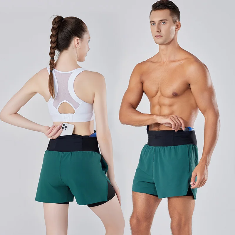 woven training mens 2 in 1 gym training shorts boxer shorts for women mens sports high waisted boxer shorts with Phone Pockets