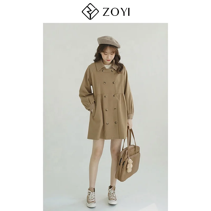 
Spring top sale British style double-breasted suit collar trench coat skirt women western style jacket 