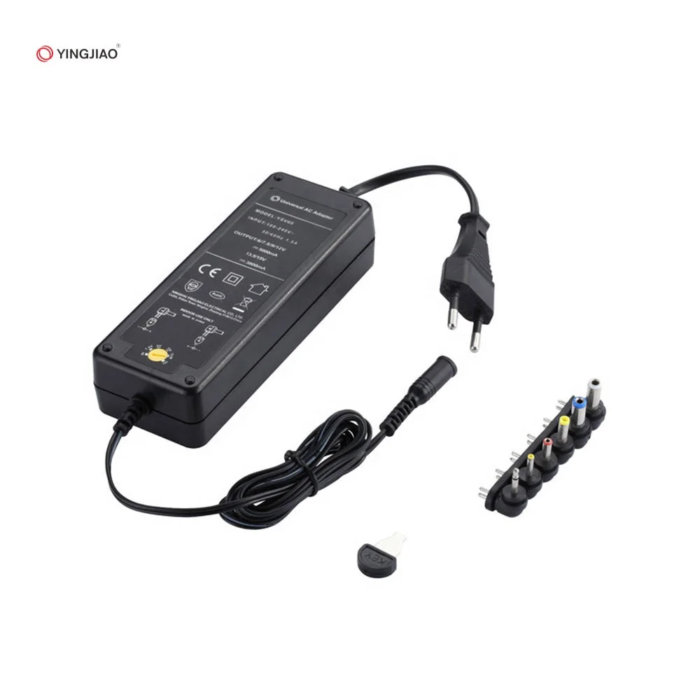 Yingjiao Laptop 60W Universal 6V 7.5V 9V 12V 15V 19V Multi Voltage DC Output Power Adapter Charger For Computer