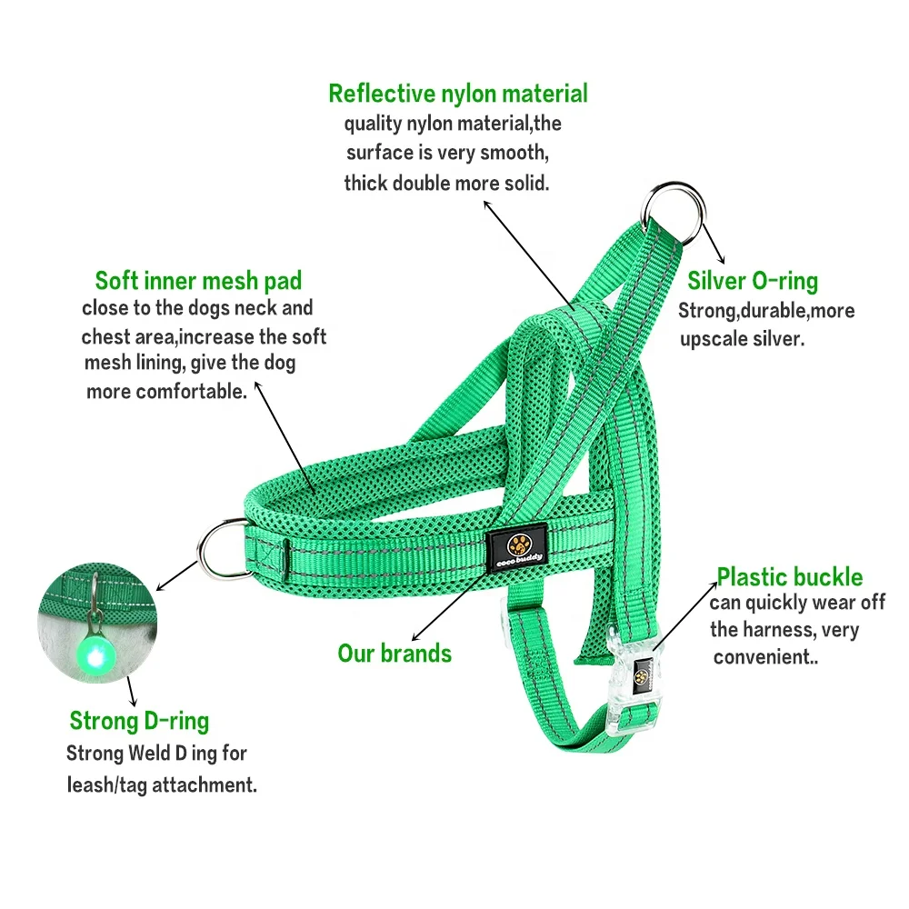 Custom Lightweight Breathable Net Mesh Padded Reflective No Pull Quick Fit Pet Dog Running Harness Leash Set
