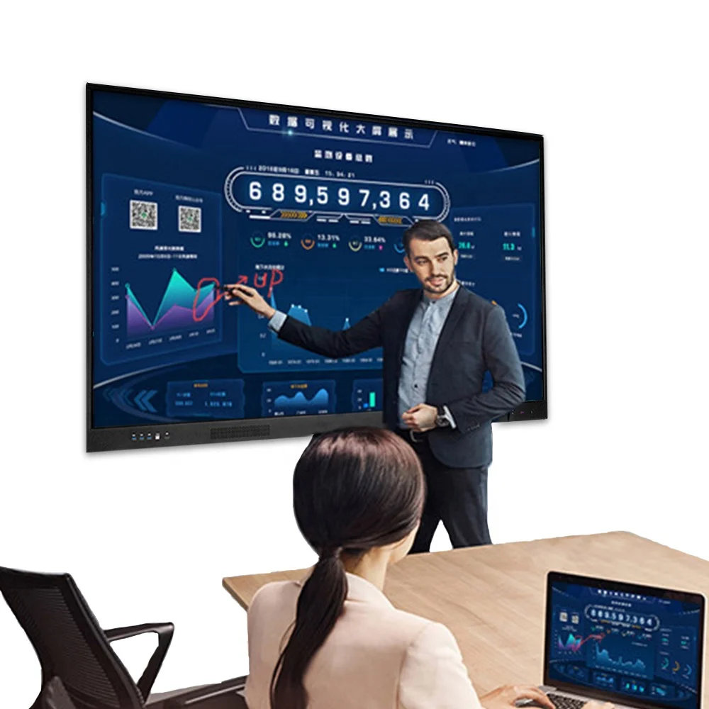 65 75 86 inch4K display Smart Board School Teaching for Conference office meeting flat Panel Interactive Whiteboard