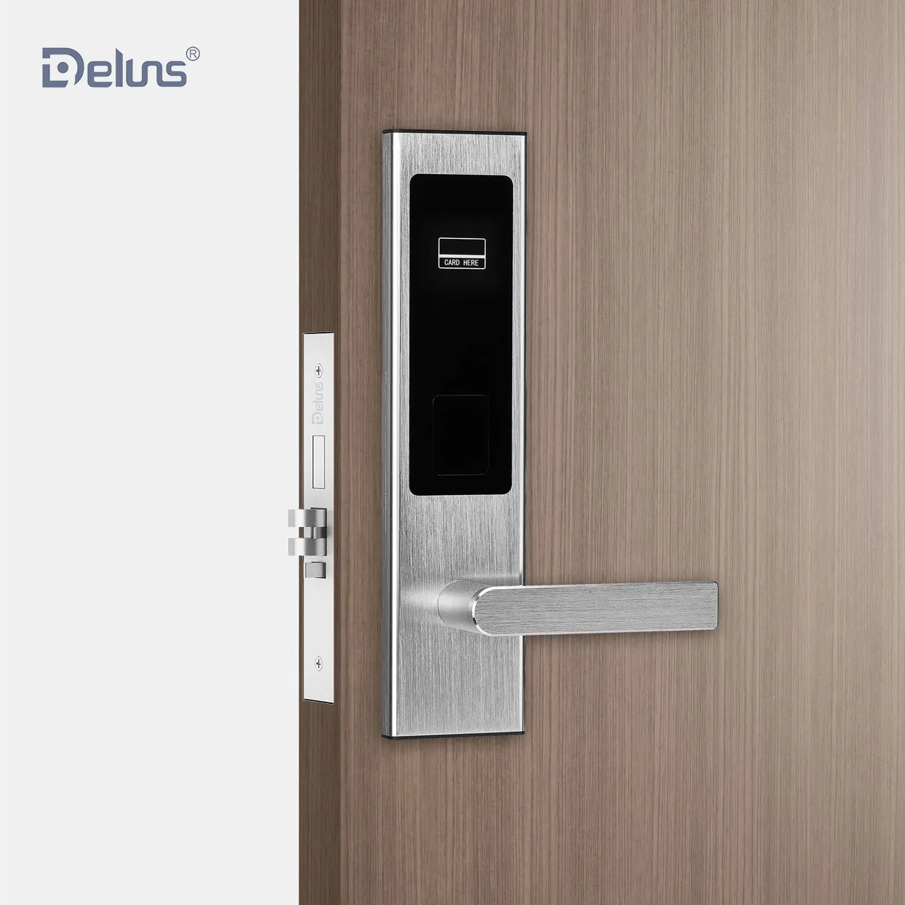 Deluns Rfid Hotel Lock System, Wireless Card Electronic Door Handle Lock, Networking Hotel Door Lock Smart System Price