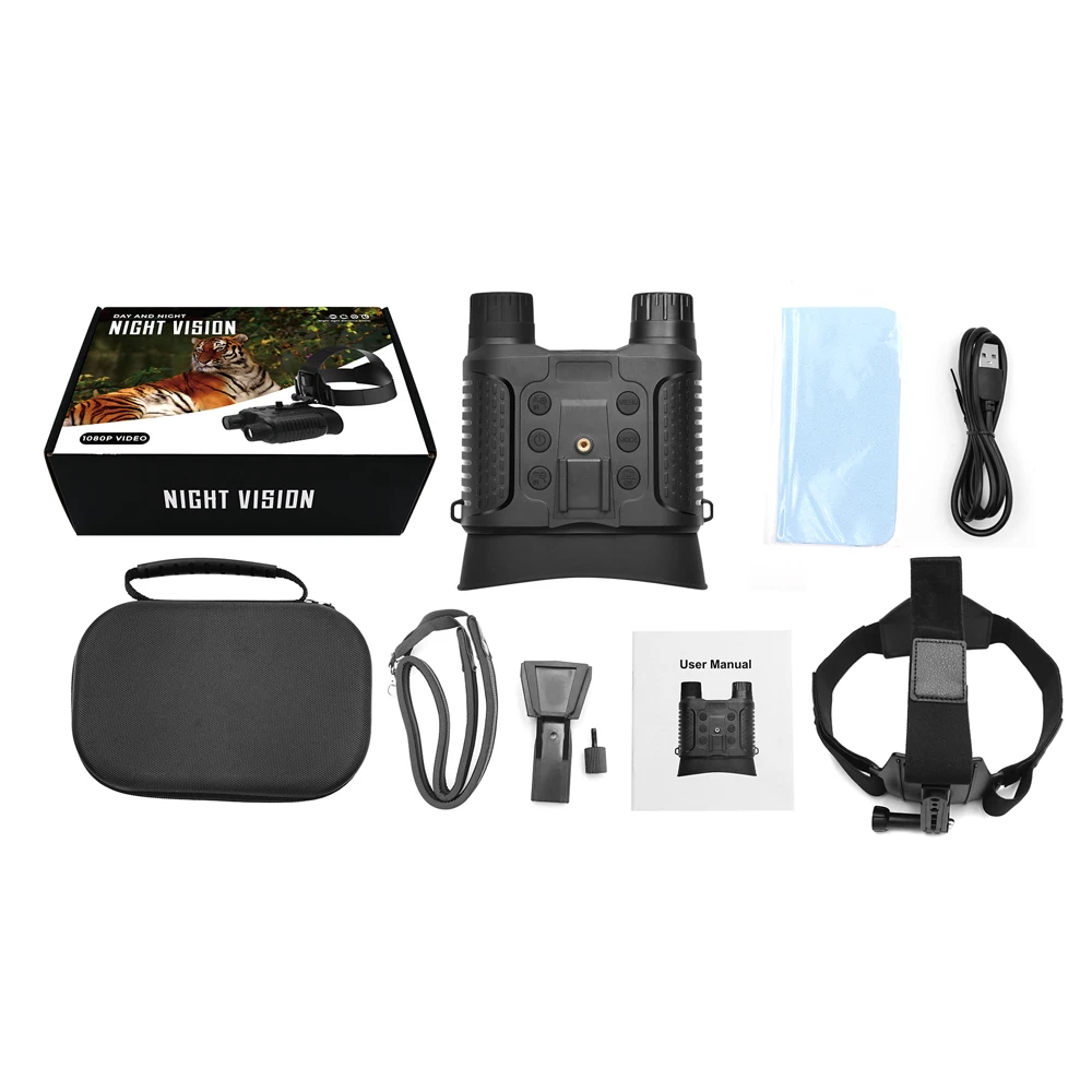 Tactical 1080P Helmet Night Vision Glasses 8X Digital Zoom Hands Free HD Digital Infrared Night Vision Binoculars 3.7V 8*10 330g