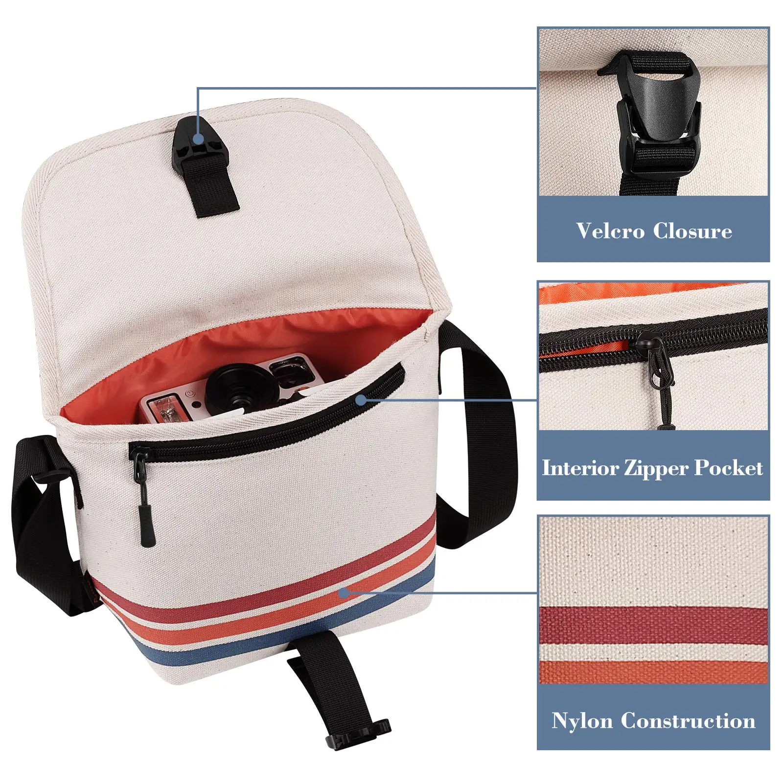 Camera Travel Bag with Adjustable Strap for Women and Men Camera Bag Compatible with Polaroid Camera Bag