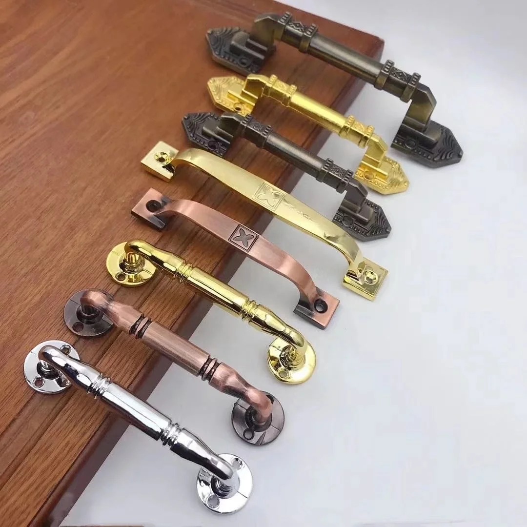 Hot ZINC  Aluminum Retro External Installation Gold AC Cabinet Door Drawer Handle Room Door Hole Free Furniture Handle