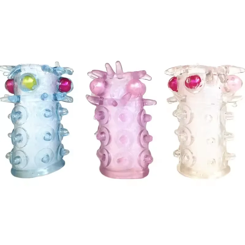 Hot Selling Huge Extra Long Silicone Transparent Adult Toys Female Toys G Point Finger Set Jumping Head Cover Set For Couple Sex