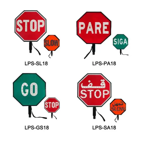 Led Handheld Stop Paddle with tilted sensor Rechargeable Stop SIGA PARE SLOW Double Sided Flash Warning Signs