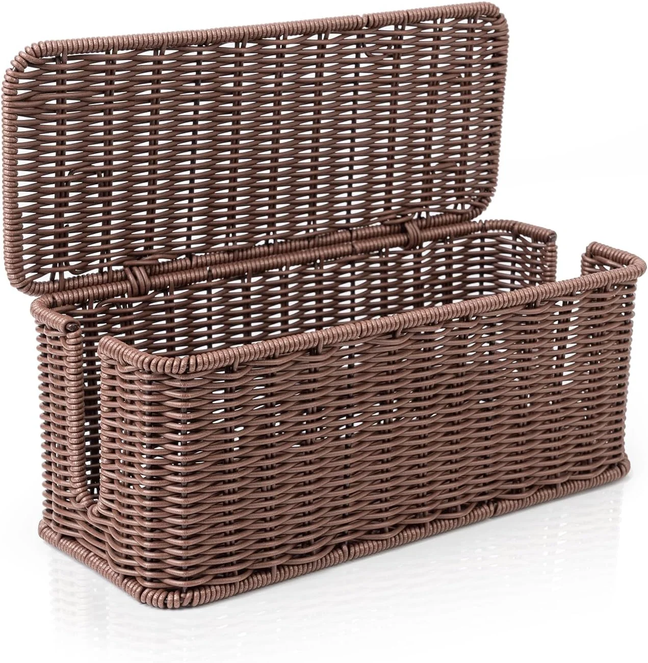 Handmade Cable Management Box Durable Rattan Cable Organizer Under Desk Wire Organizer for TV Cable Computer USB Hub Power Strip