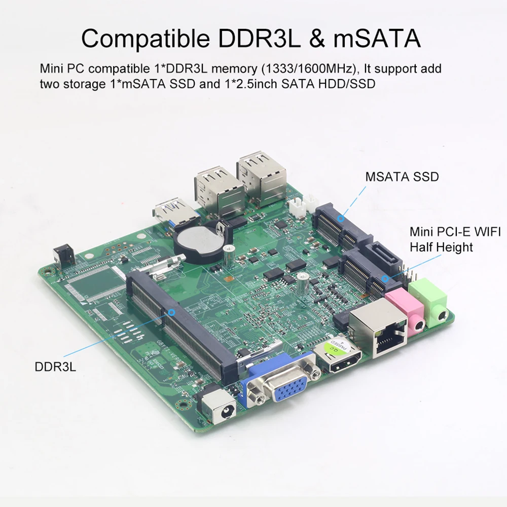  Mini In-tel Ce-leron J1800 Pen-tium N3510 четырехъядерный Hd Vga домашний сервер Win7 безвентиляторный настольный