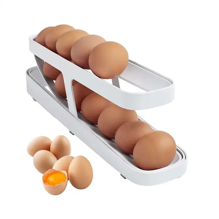 2023 New Refrigerator Egg Space-Saving Rolling Eggs Dispenser Egg Storage Container For Kitchen