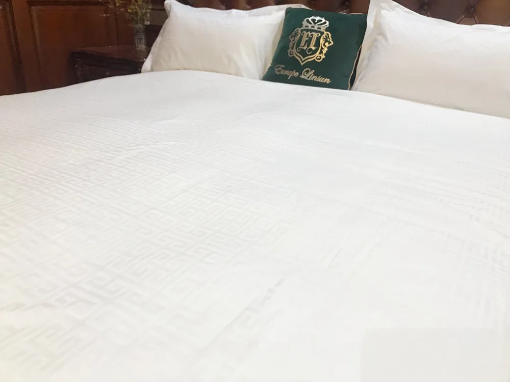Deeda factory china manufacturer jacquard 300T marriott hotel bed linen supplier