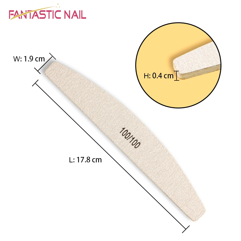 Personalized Custom Half Moon Shape Zebra Emery 80/100/180/240 Grit Nail File Professional