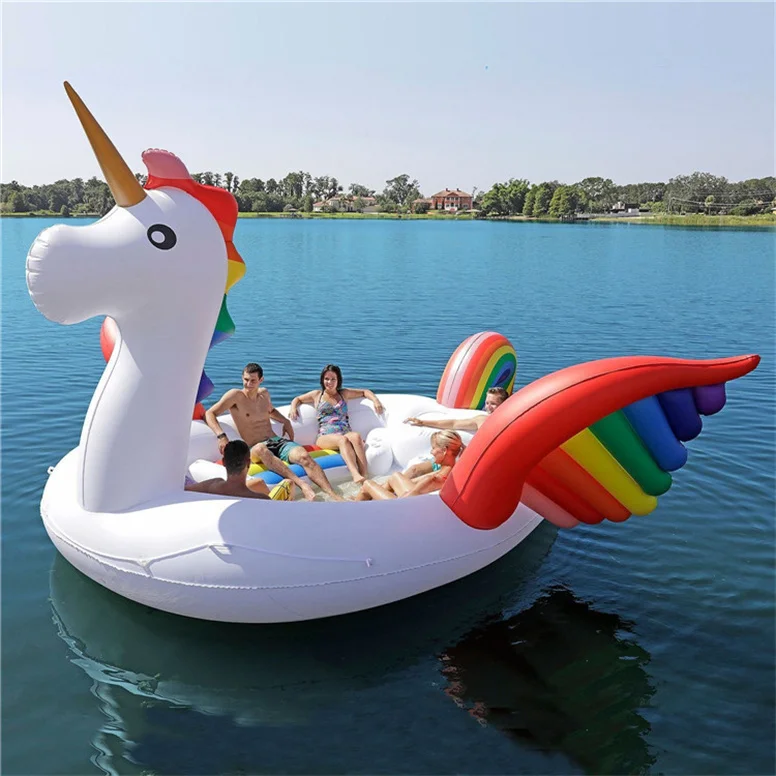 factory customizable 6-person flamingo unicorn inflatable bay breeze boat water floating party island