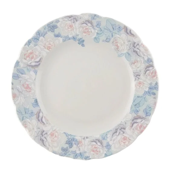 Dinnerware wedding floral round 12 inch ceramic charger plates with lace porcelain tray tableware decal