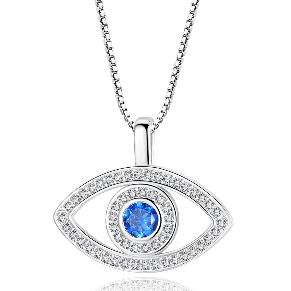 Copper Creative Micro-zircon Blue Eyes Simple Design Blue Evil Eye Clavicle Necklace