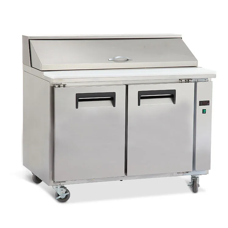2 Door Commercial S/S Pizza Prep Table Refrigerator for restaurant kitchen equipment